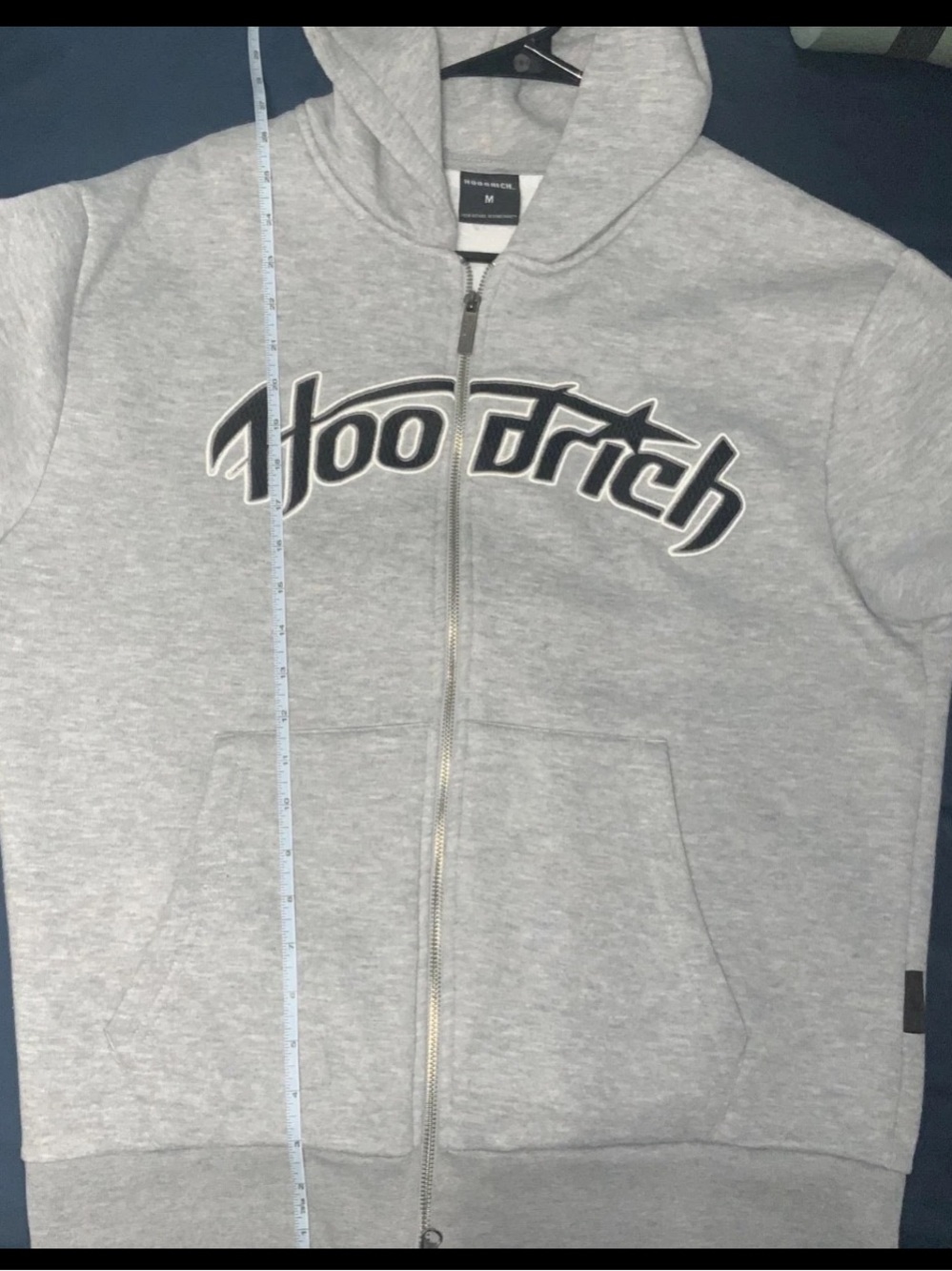 Hoodrich Grey Men's Full-Zip Embroidered Hoodrich Medium Size
